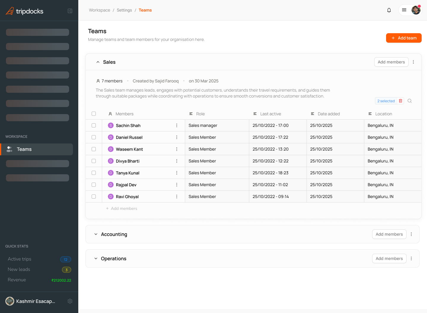 Teams Management Demo